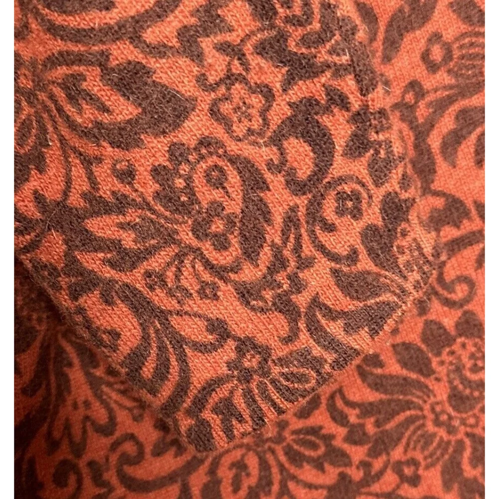 Vintage Jillian Jones Cardigan Sweater Womens Large Rust Brown‎ Paisley Buttons